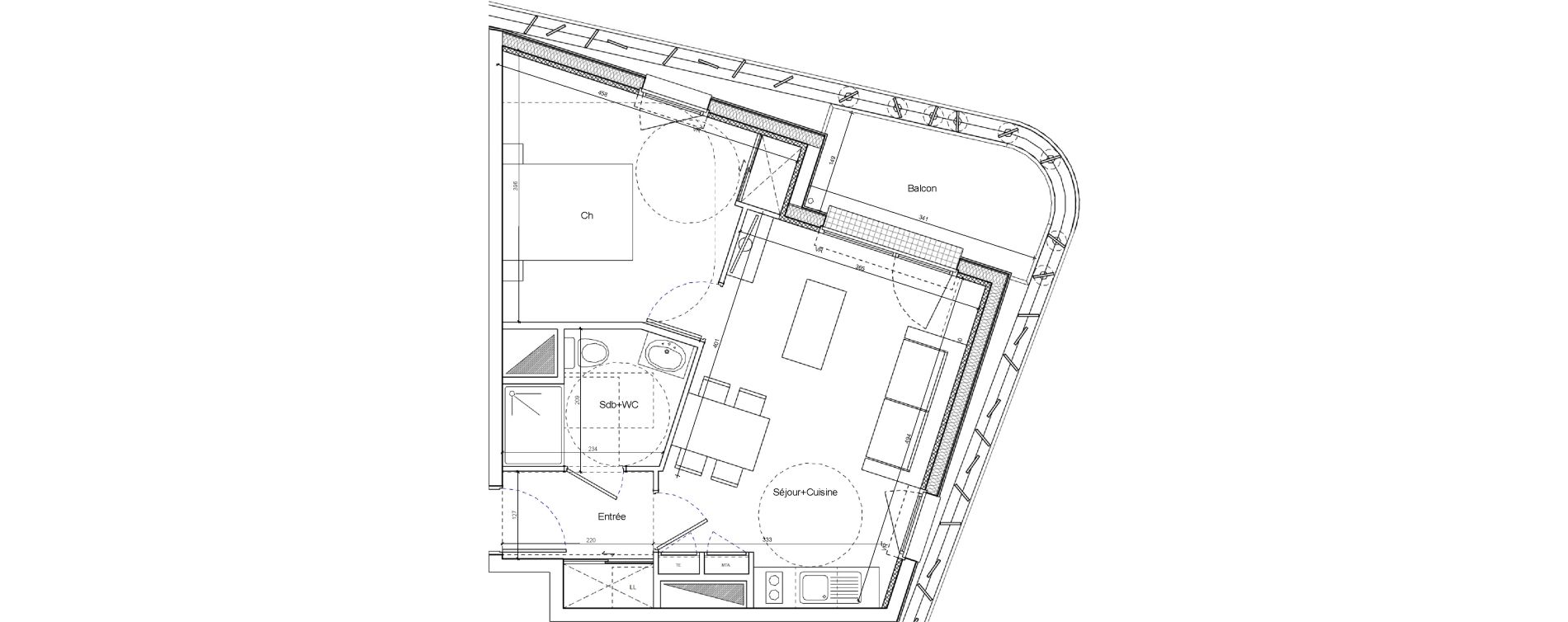 Appartement T2 de 38,98 m2 &agrave; Brest Les capucins