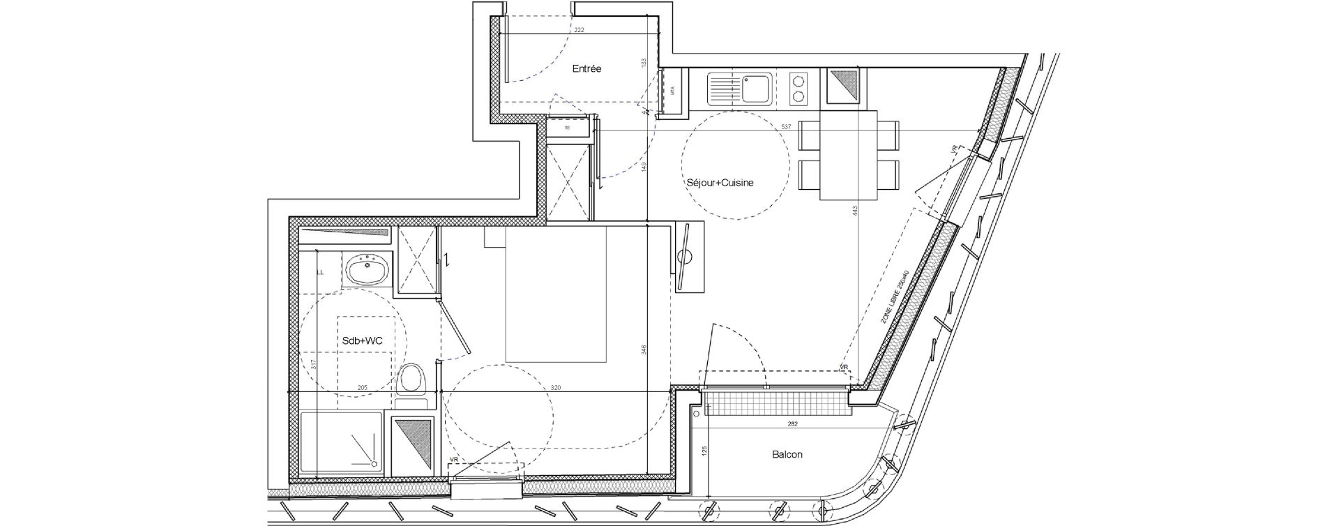 Appartement T1 bis de 37,74 m2 &agrave; Brest Les capucins