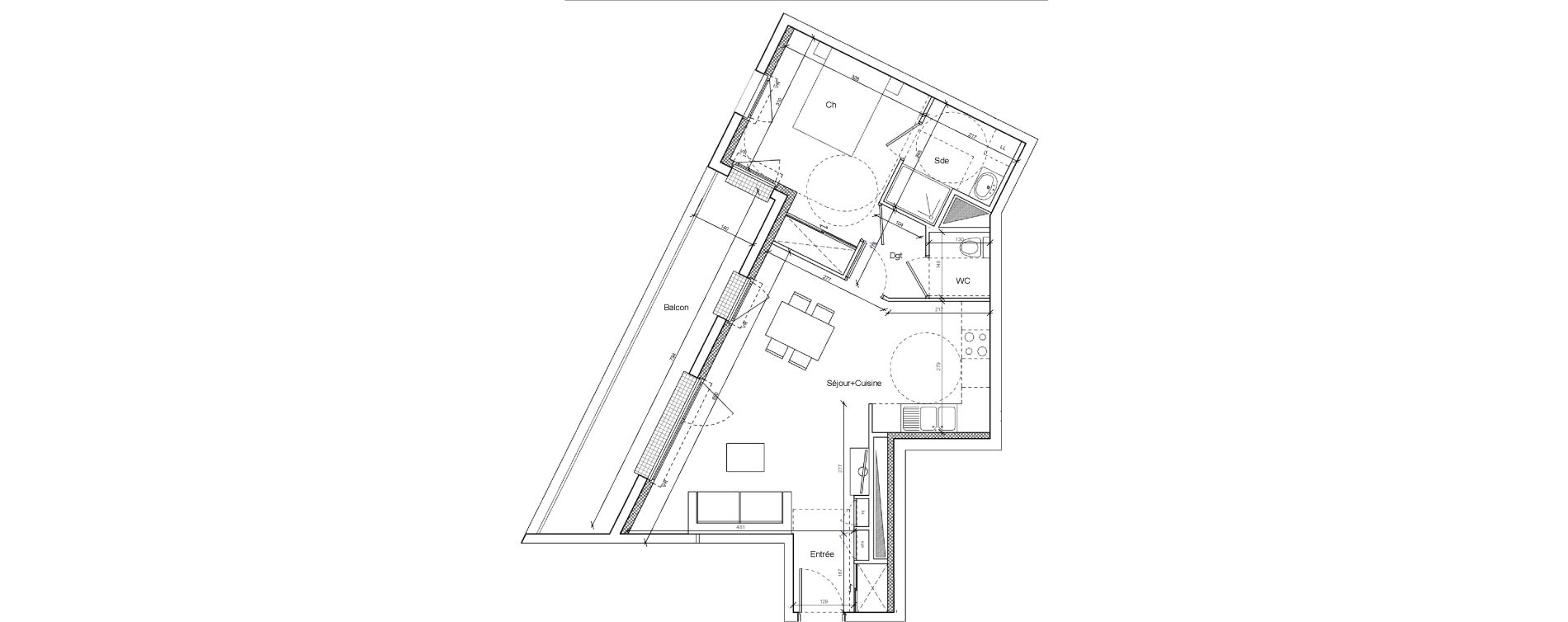 Appartement T2 de 51,53 m2 &agrave; Brest Les capucins