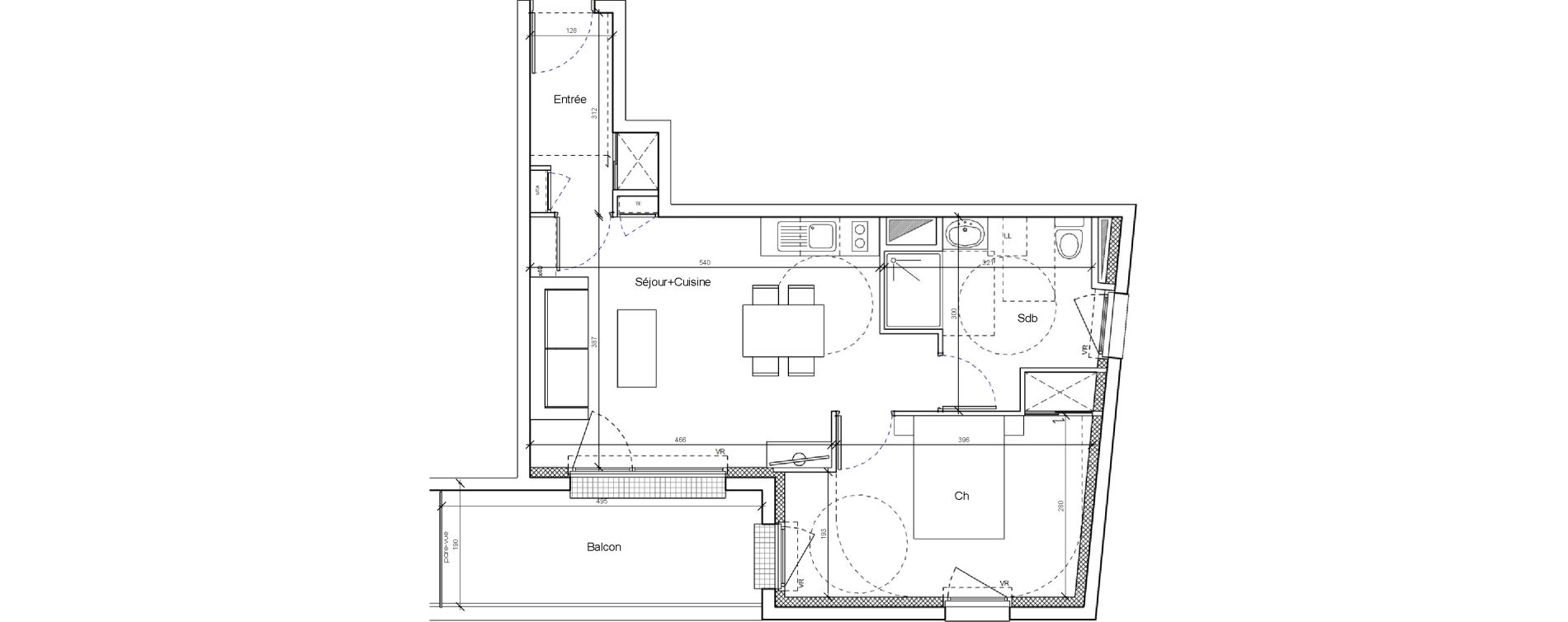 Appartement T2 de 46,07 m2 &agrave; Brest Les capucins