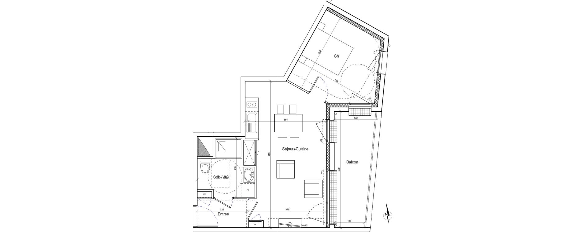 Appartement T2 de 41,51 m2 &agrave; Brest Les capucins