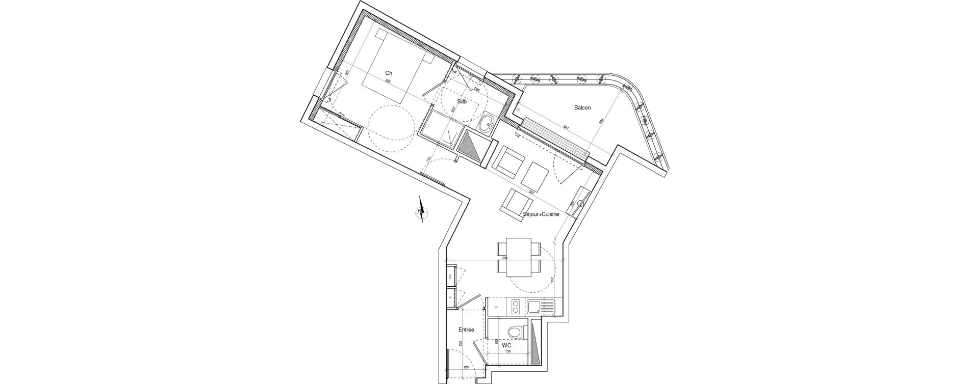 Appartement T2 de 43,48 m2 &agrave; Brest Les capucins