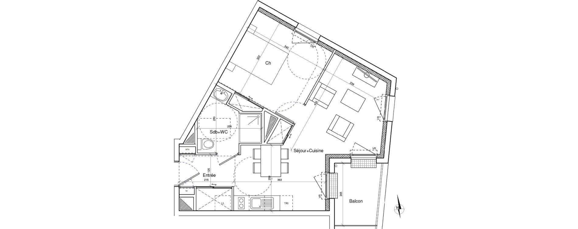 Appartement T2 de 40,55 m2 &agrave; Brest Les capucins