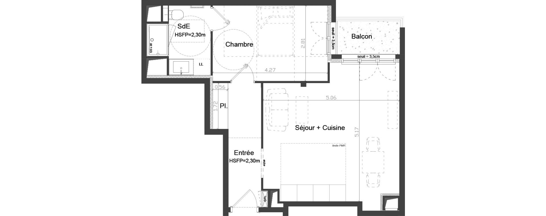 Appartement T2 meublé de 47,67 m2 à Brest Kerigonan