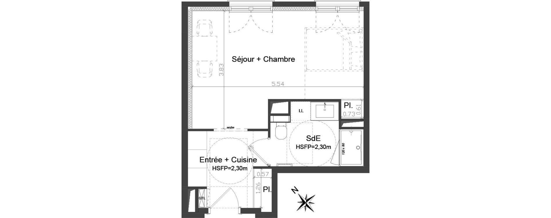 Appartement T1 de 30,07 m2 &agrave; Brest Kerigonan