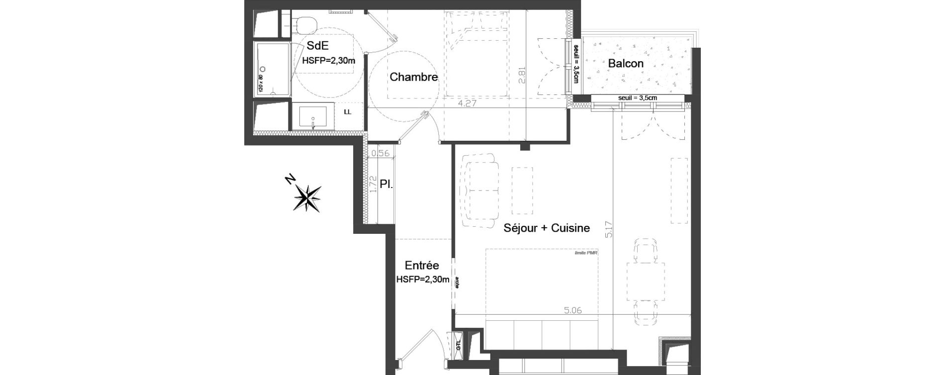 Appartement T2 de 47,85 m2 &agrave; Brest Kerigonan