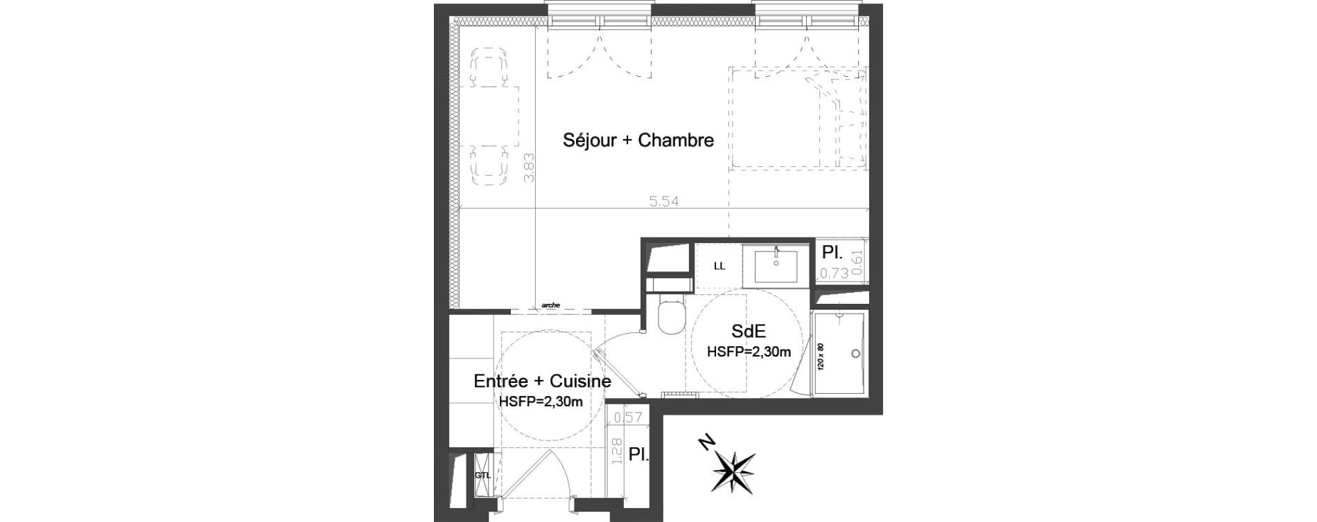 Appartement T1 de 30,07 m2 &agrave; Brest Kerigonan