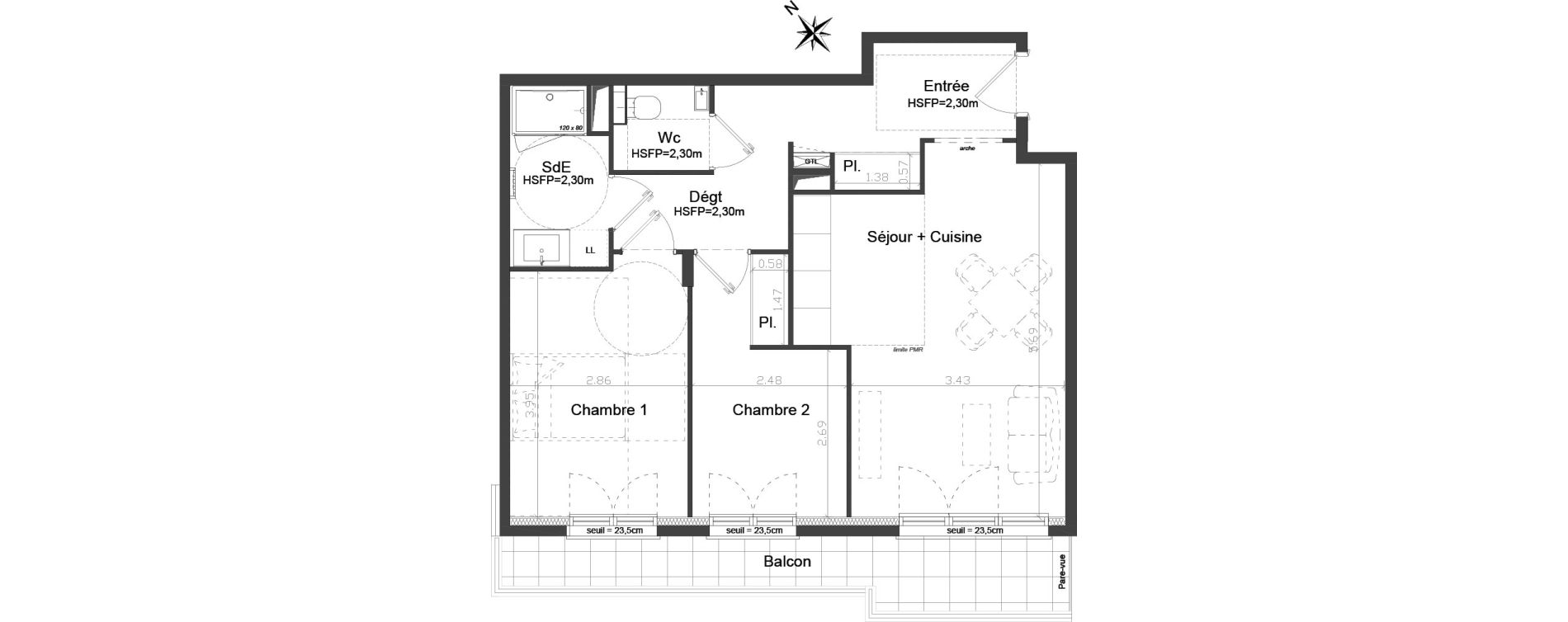 Appartement T3 de 59,86 m2 &agrave; Brest Kerigonan