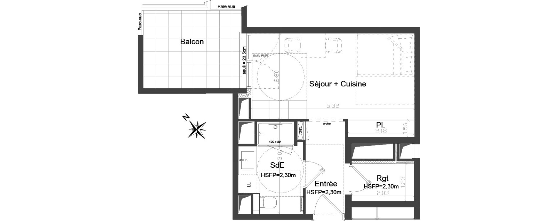 Appartement T1 de 27,91 m2 &agrave; Brest Kerigonan
