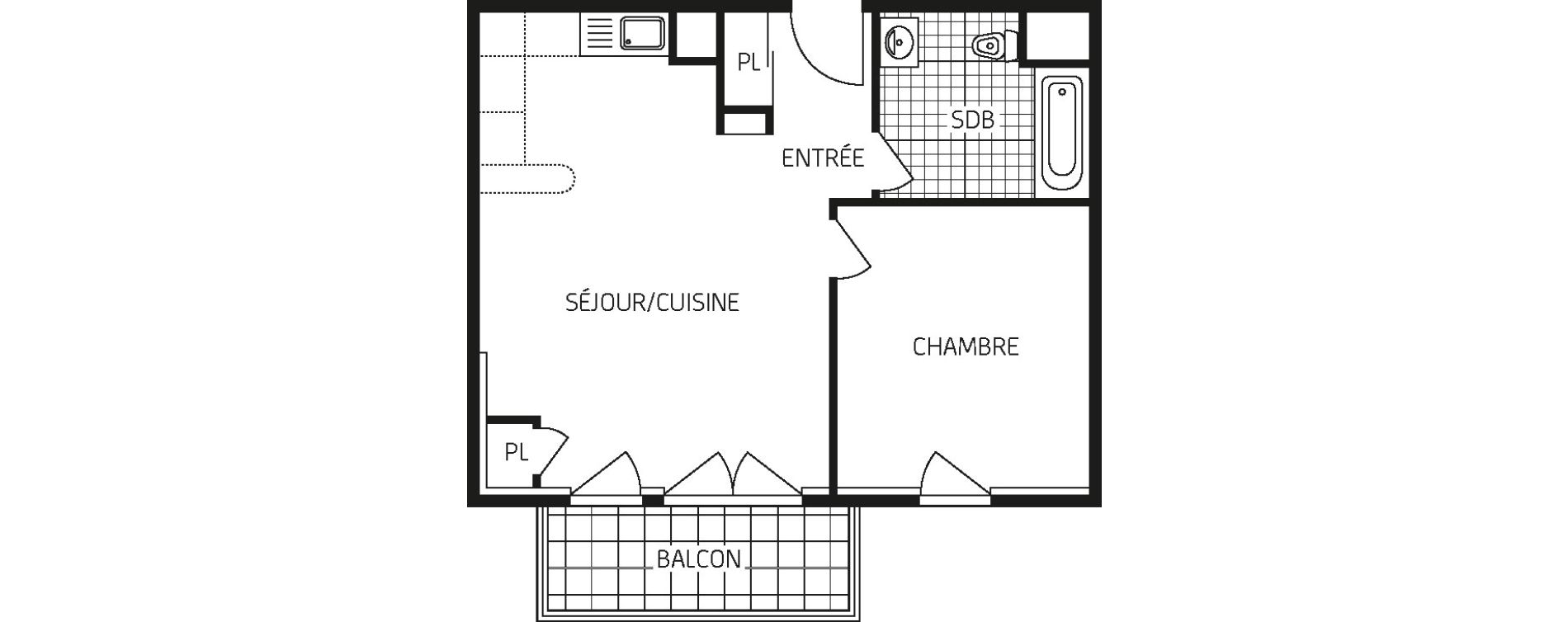 Appartement T2 de 45,60 m2 &agrave; Concarneau Centre