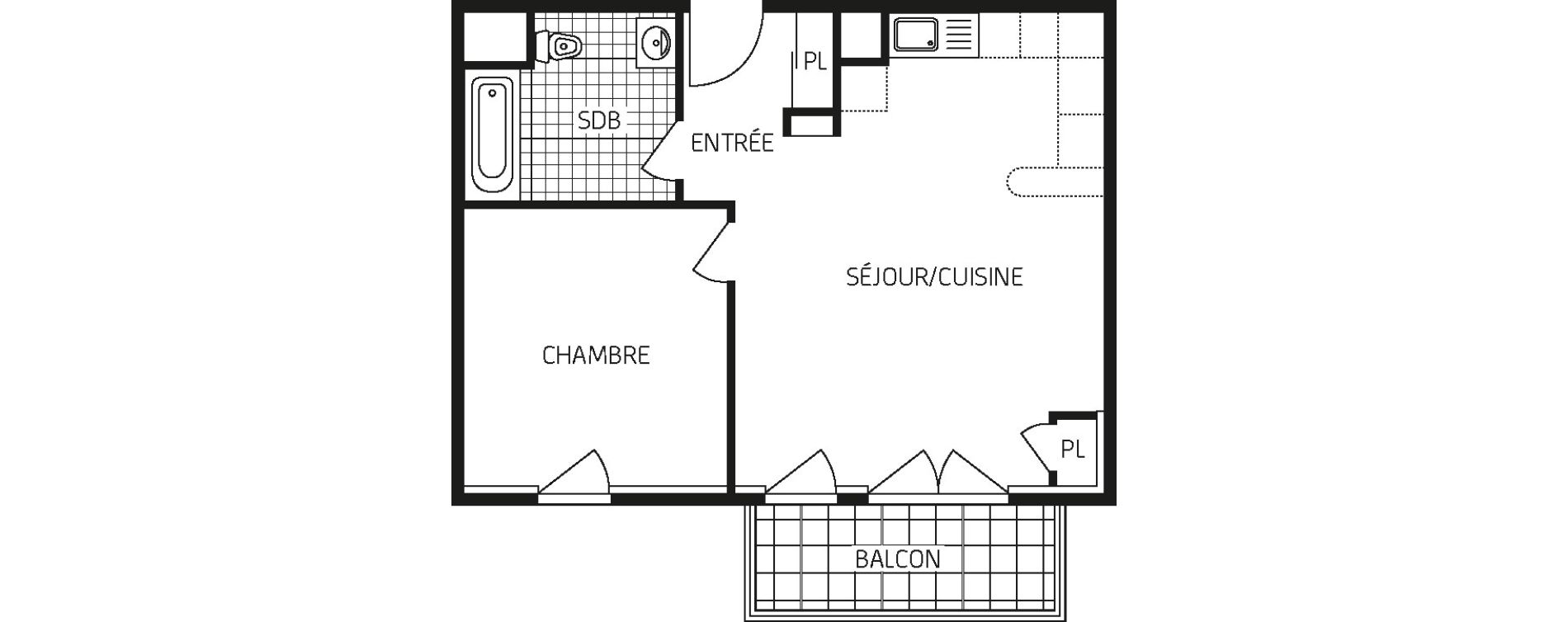 Appartement T2 de 46,81 m2 &agrave; Concarneau Centre