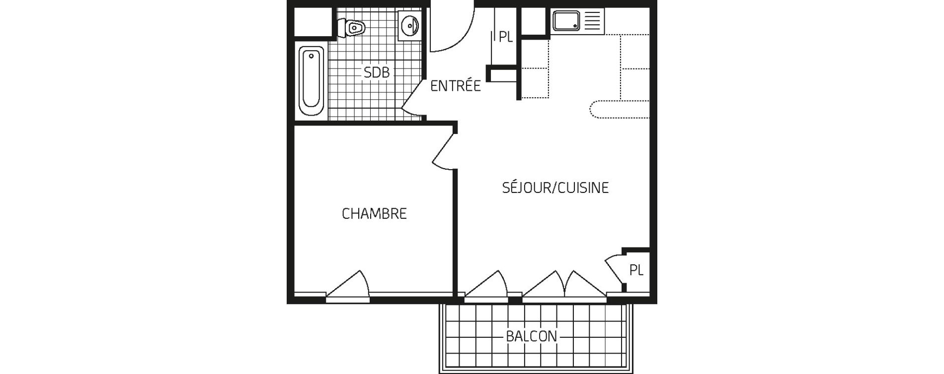 Appartement T2 de 42,96 m2 &agrave; Concarneau Centre