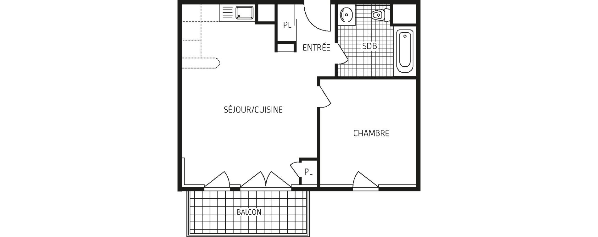 Appartement T2 de 44,57 m2 &agrave; Concarneau Centre