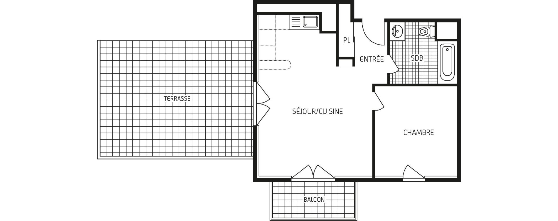 Appartement T2 de 45,46 m2 &agrave; Concarneau Centre
