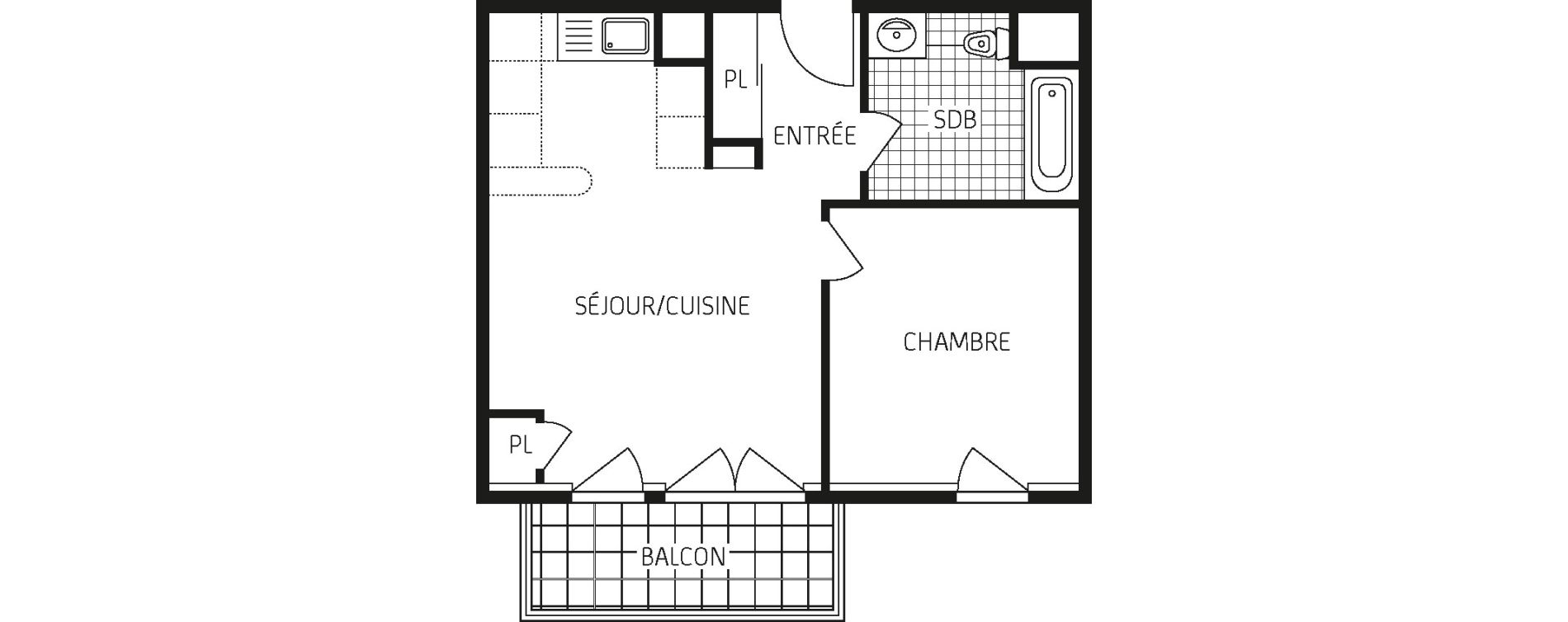 Appartement T2 de 42,79 m2 &agrave; Concarneau Centre