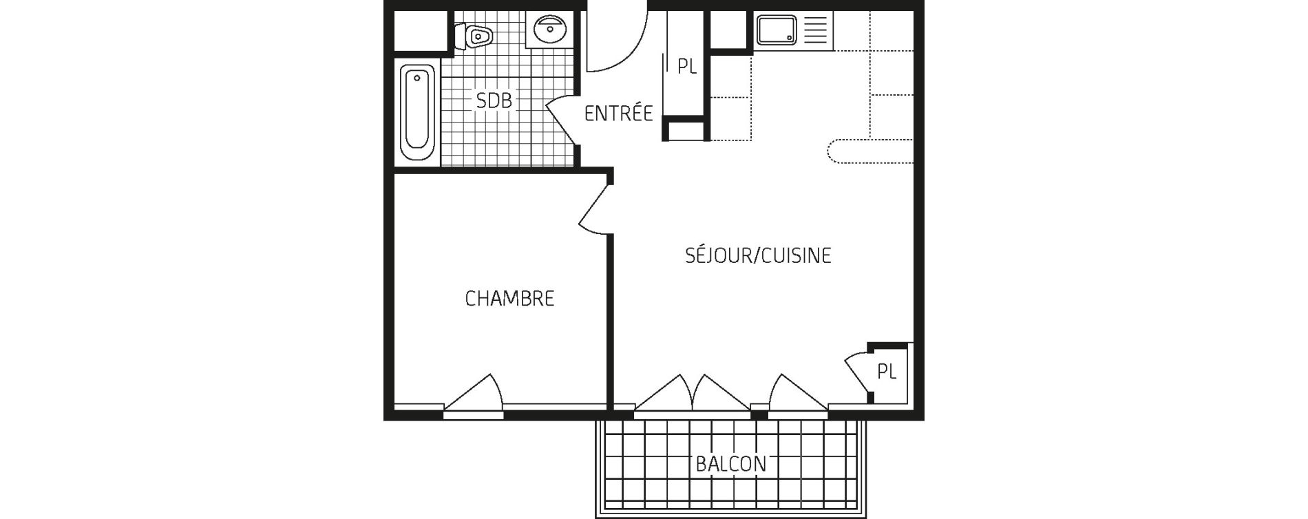 Appartement T2 de 45,06 m2 &agrave; Concarneau Centre