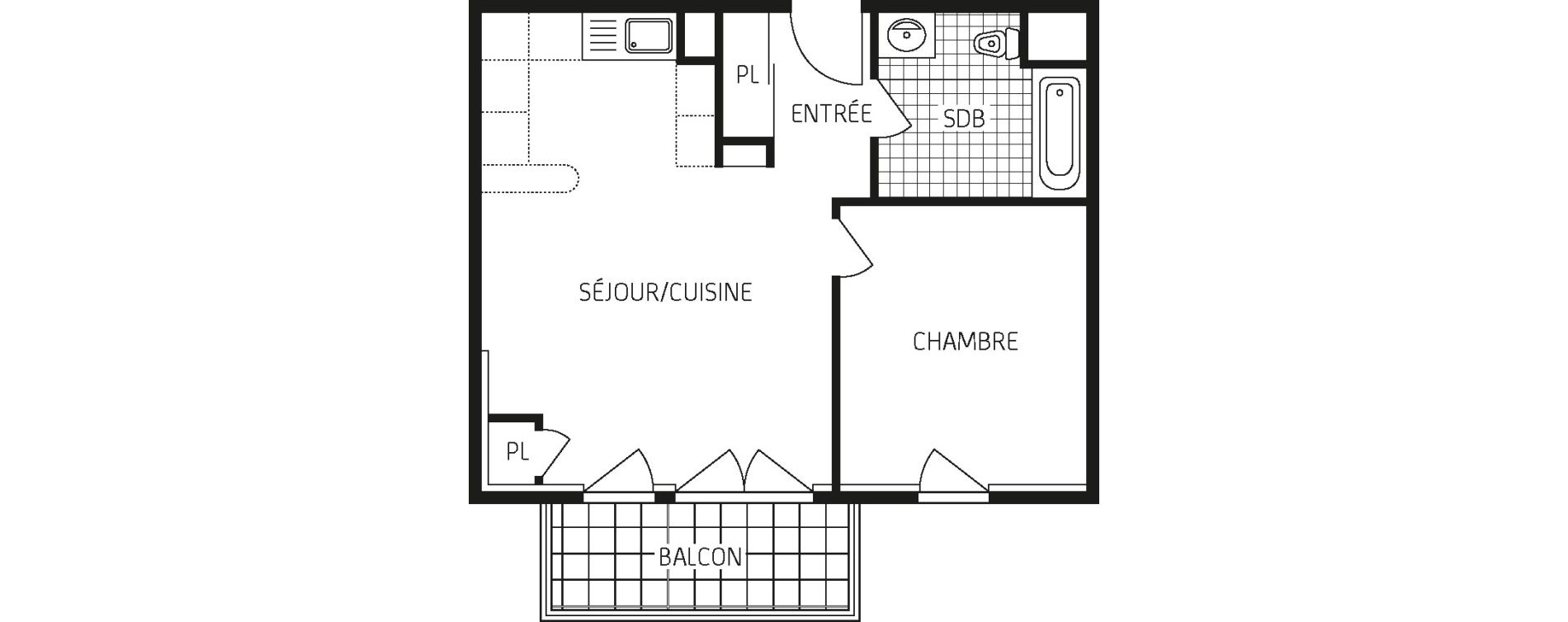 Appartement T2 de 45,37 m2 &agrave; Concarneau Centre