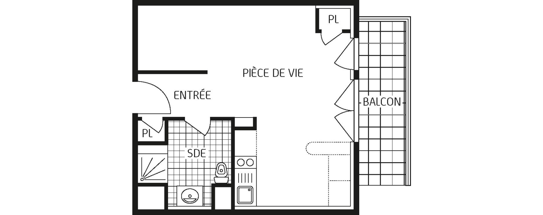 Appartement T1 bis de 32,18 m2 &agrave; Concarneau Centre