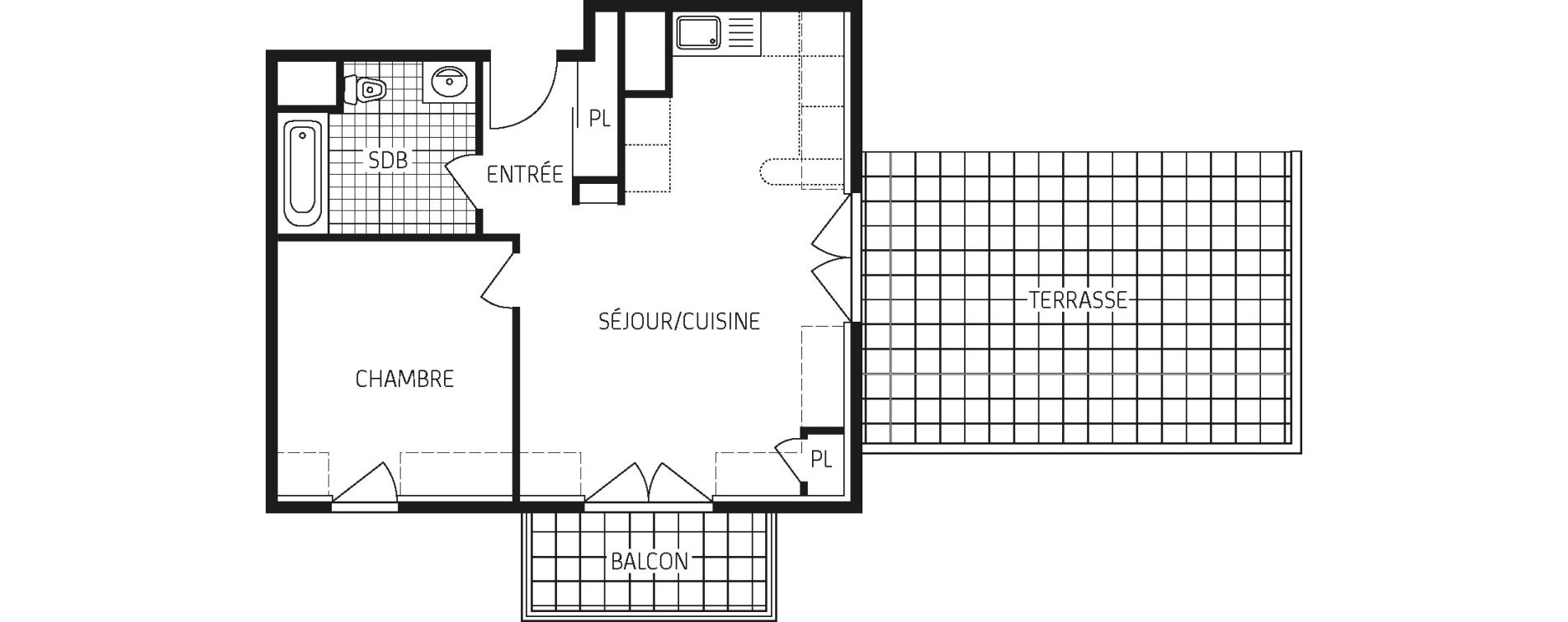 Appartement T2 de 46,41 m2 &agrave; Concarneau Centre