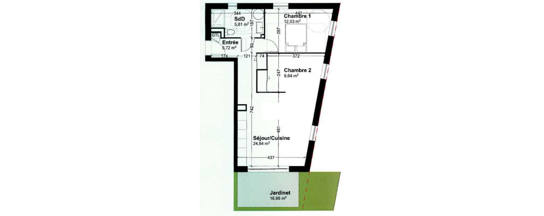 Appartement T3 de 58,04 m2 &agrave; Crozon Centre