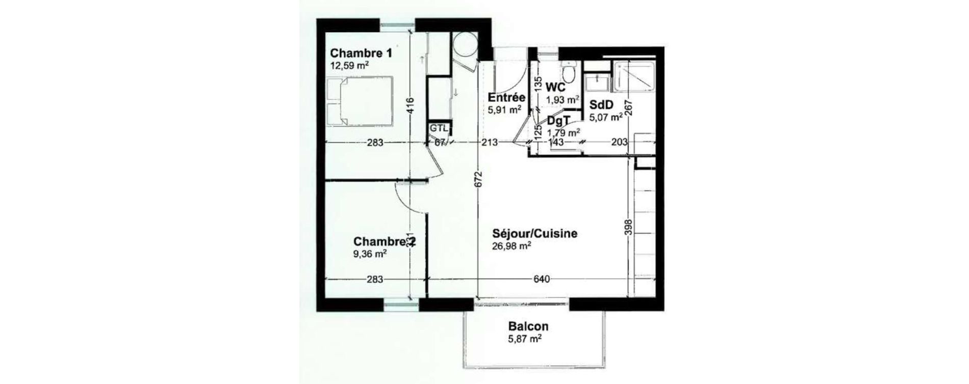 Appartement T3 de 63,63 m2 &agrave; Crozon Centre