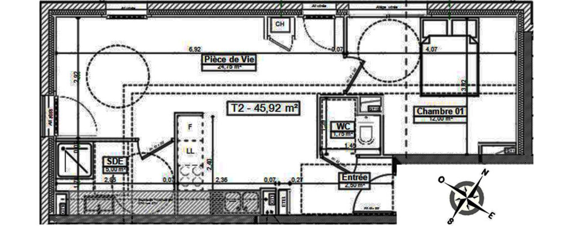Appartement T2 de 46,00 m2 &agrave; Ergu&eacute;-Gab&eacute;ric Centre