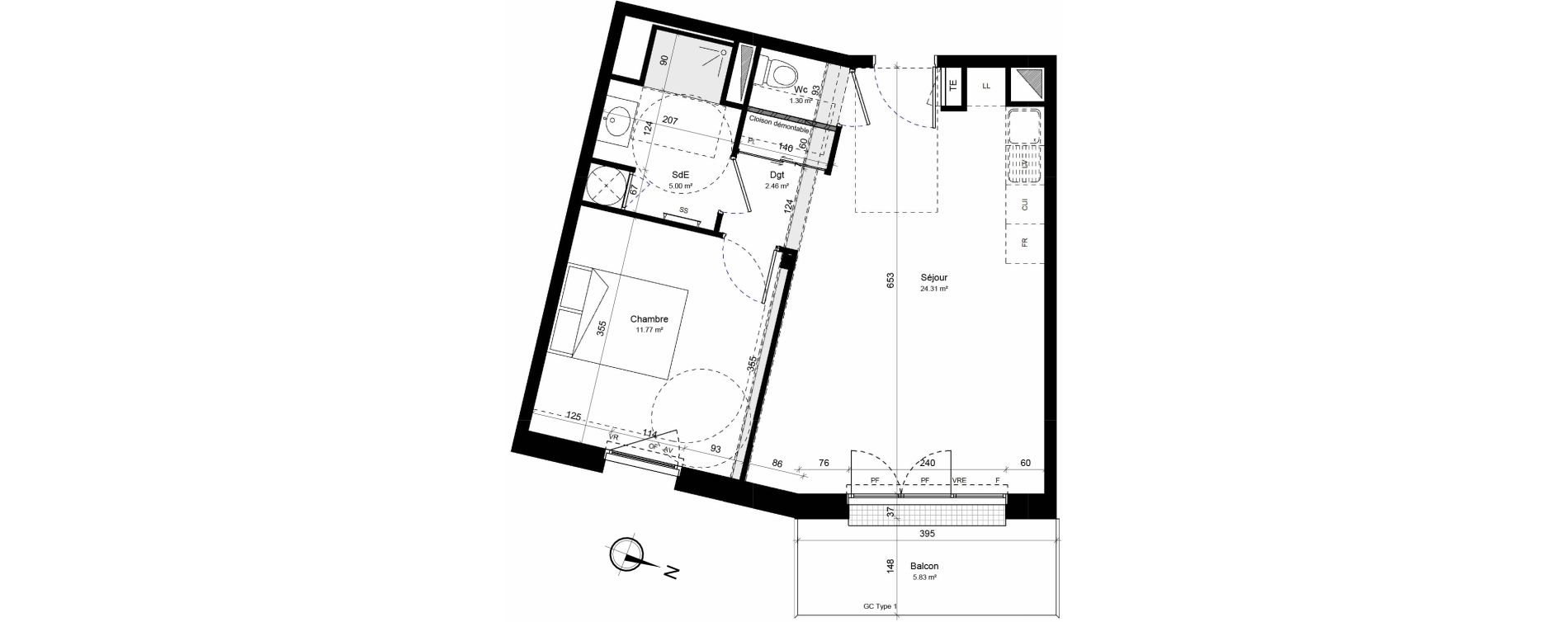 Appartement T2 de 44,83 m2 &agrave; Guilvinec Le guilvinec