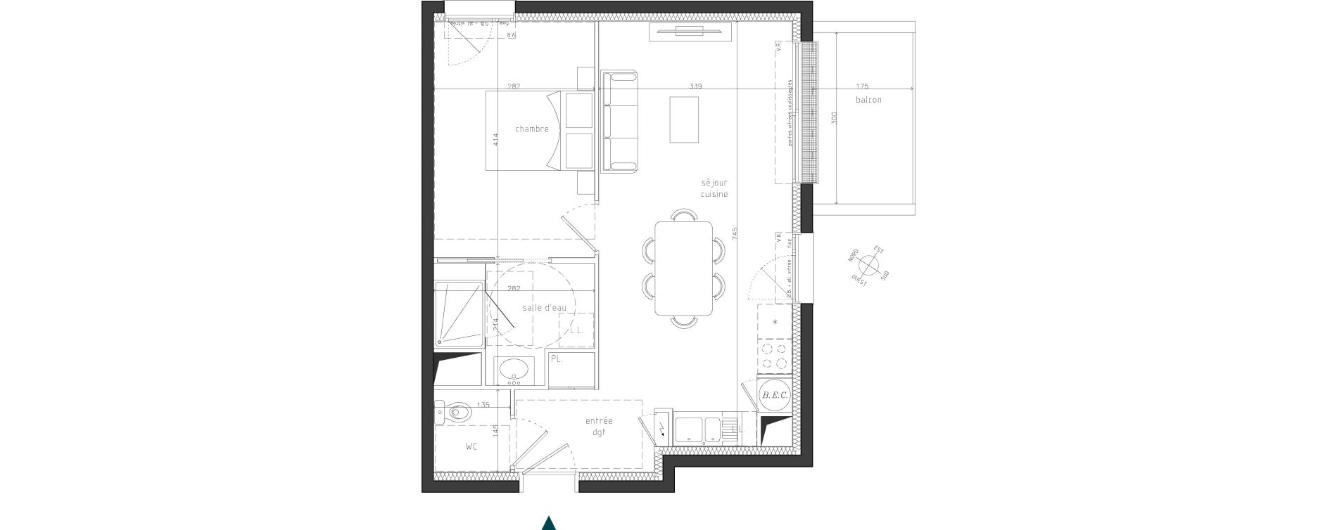 Appartement T2 de 44,80 m2 &agrave; Guipavas Coataudon - moulin blanc