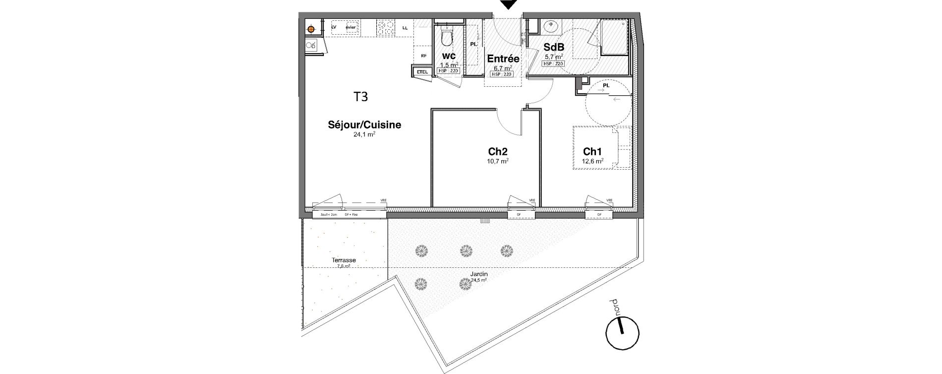 Appartement T3 de 61,30 m2 au Relecq-Kerhuon Centre