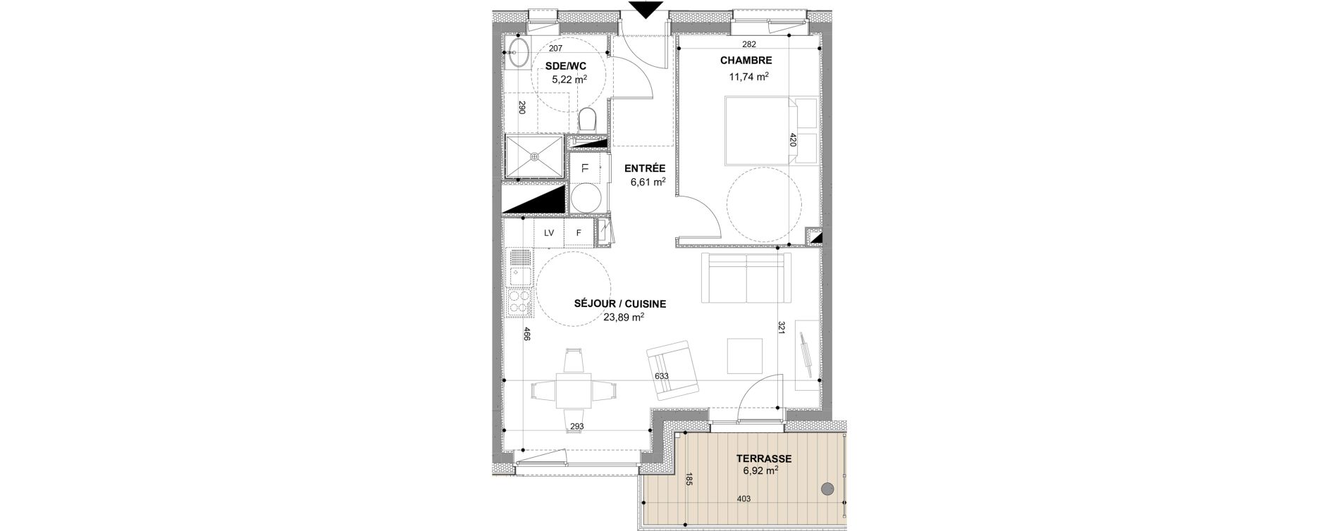 Appartement T2 de 47,46 m2 au Relecq-Kerhuon Pont de l iroise rocade sud