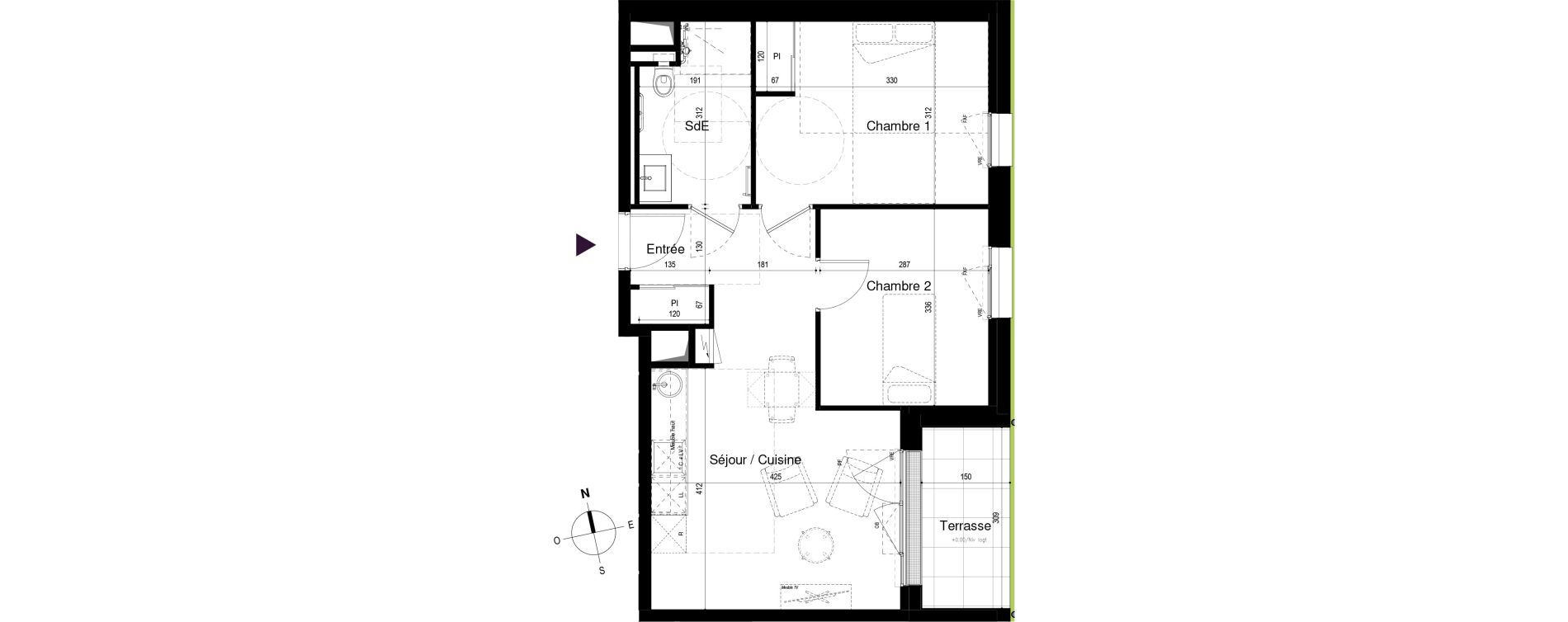 Appartement T3 meubl&eacute; de 51,34 m2 &agrave; Loctudy Centre