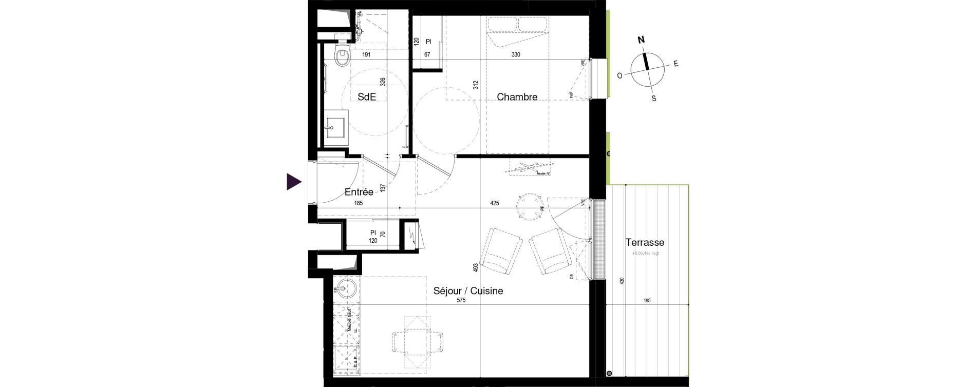 Appartement T2 meubl&eacute; de 45,93 m2 &agrave; Loctudy Centre