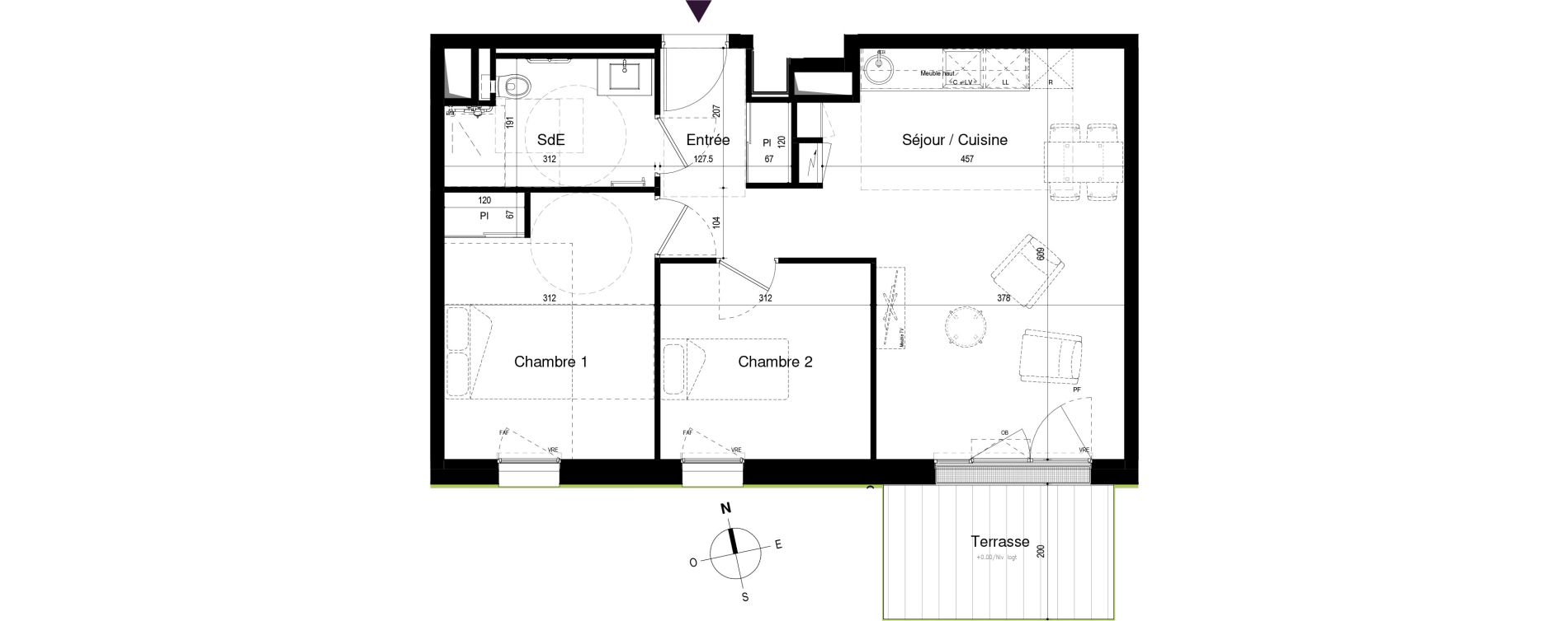Appartement T3 meubl&eacute; de 57,40 m2 &agrave; Loctudy Centre