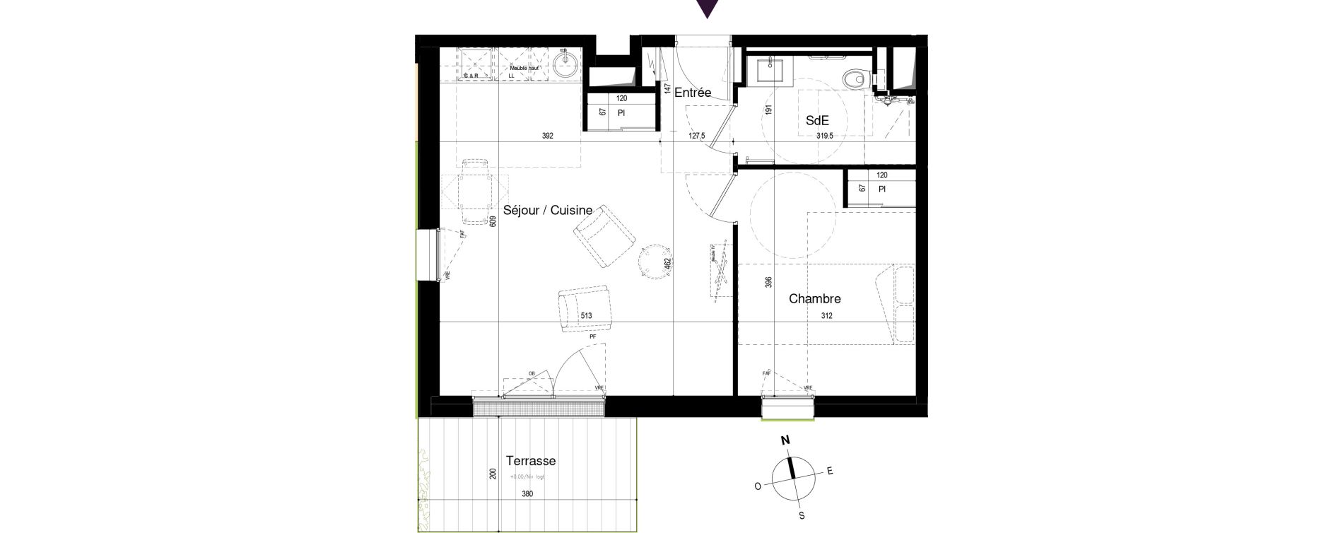Appartement T2 meubl&eacute; de 47,83 m2 &agrave; Loctudy Centre