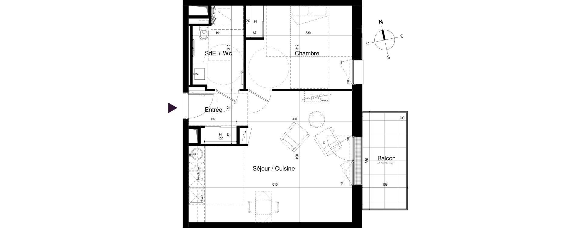 Appartement T2 meublé de 46,93 m2 à Loctudy Centre