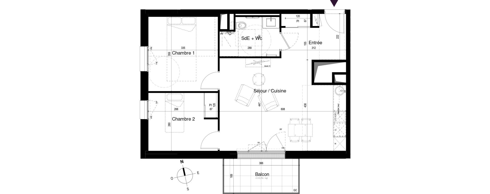 Appartement T3 de 57,89 m2 &agrave; Loctudy Centre