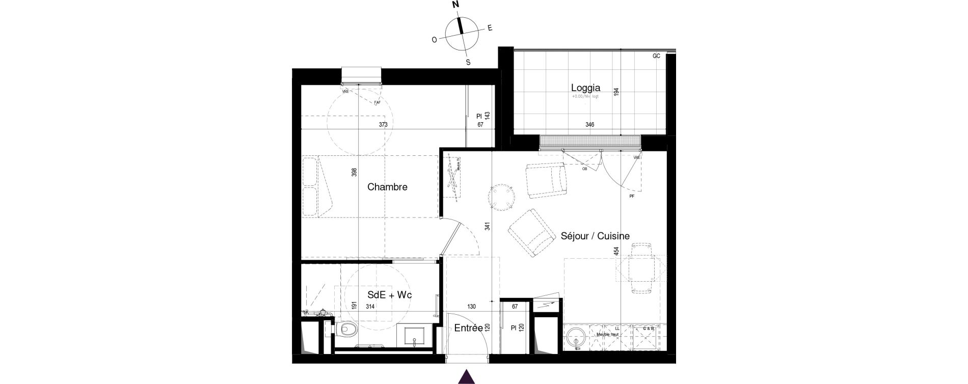 Appartement T2 meubl&eacute; de 42,05 m2 &agrave; Loctudy Centre