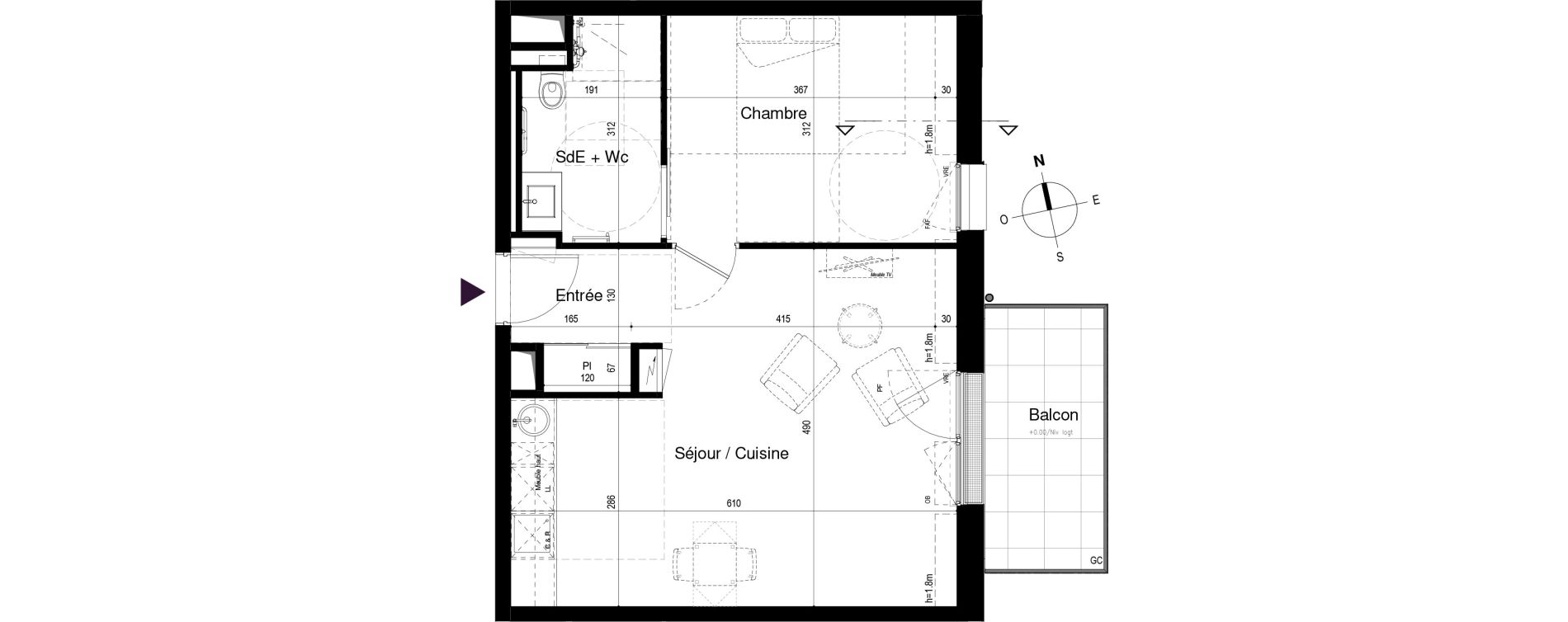 Appartement T2 meublé de 45,56 m2 à Loctudy Centre