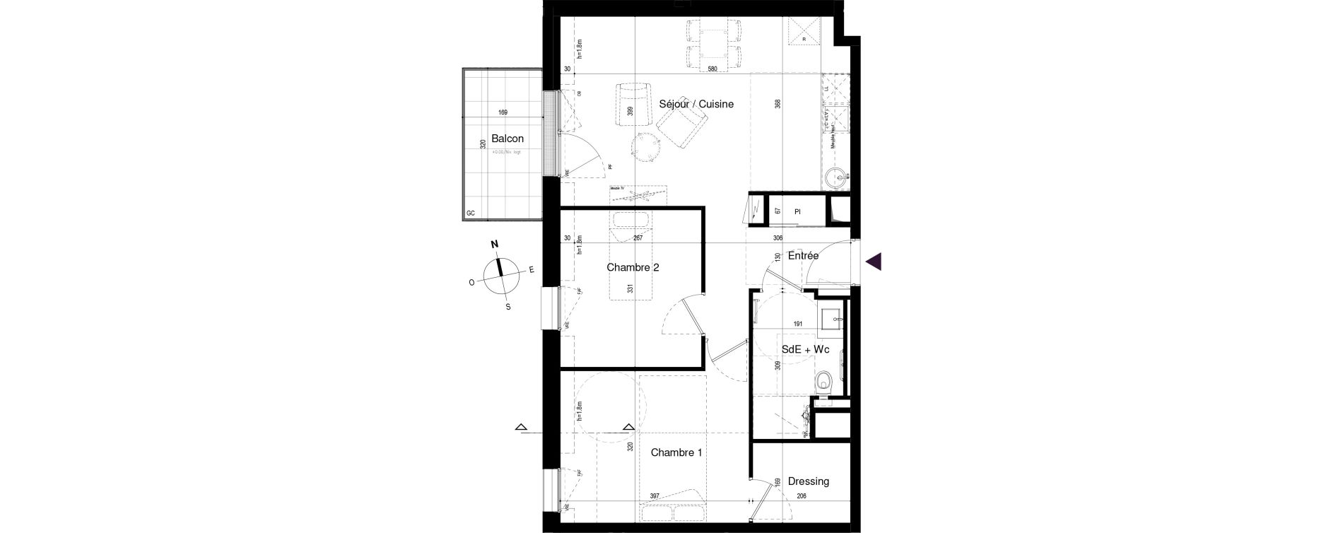 Appartement T3 meubl&eacute; de 59,65 m2 &agrave; Loctudy Centre