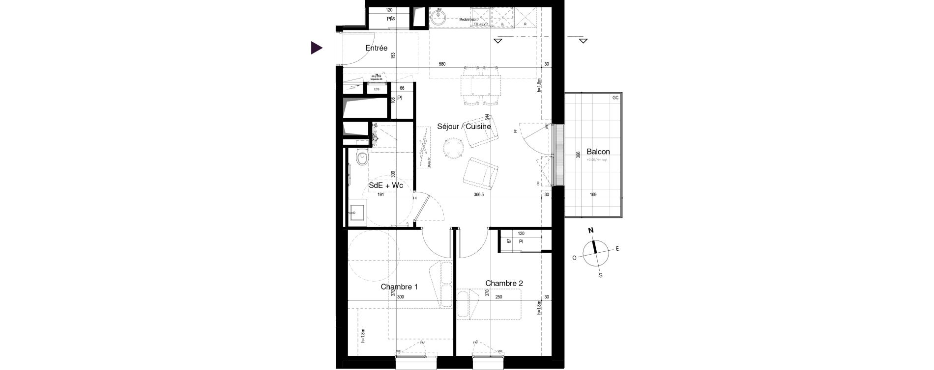 Appartement T3 meublé de 54,58 m2 à Loctudy Centre