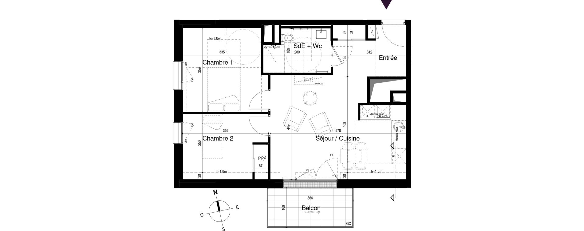 Appartement T3 meubl&eacute; de 55,18 m2 &agrave; Loctudy Centre