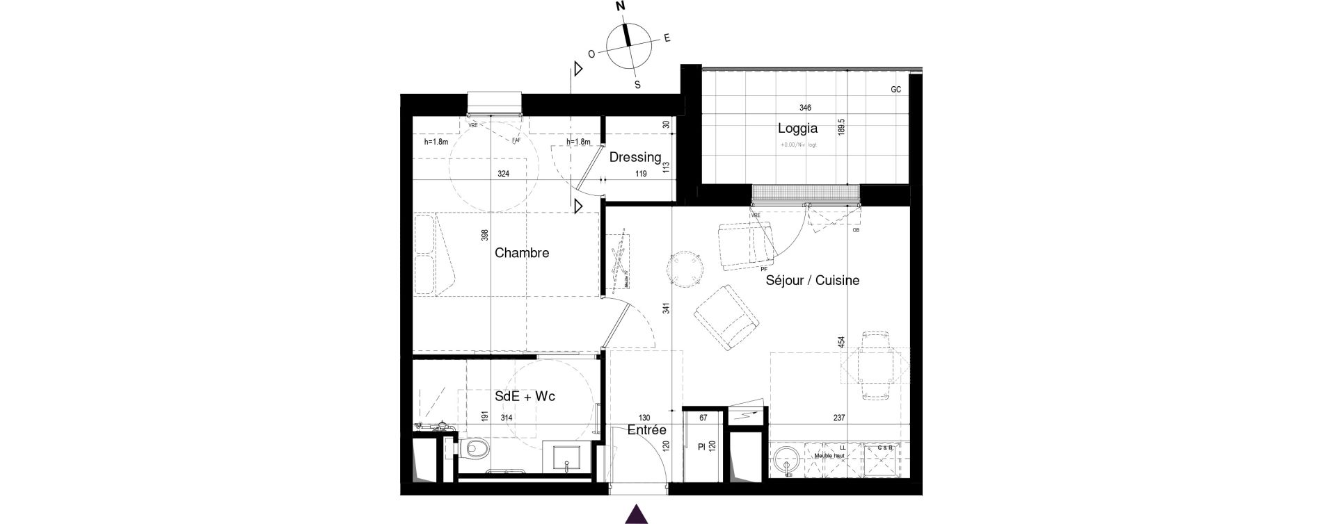 Appartement T2 meubl&eacute; de 40,99 m2 &agrave; Loctudy Centre
