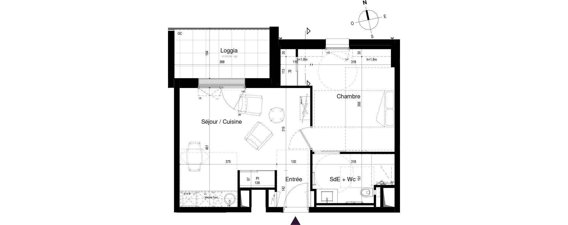 Appartement T2 meubl&eacute; de 40,99 m2 &agrave; Loctudy Centre