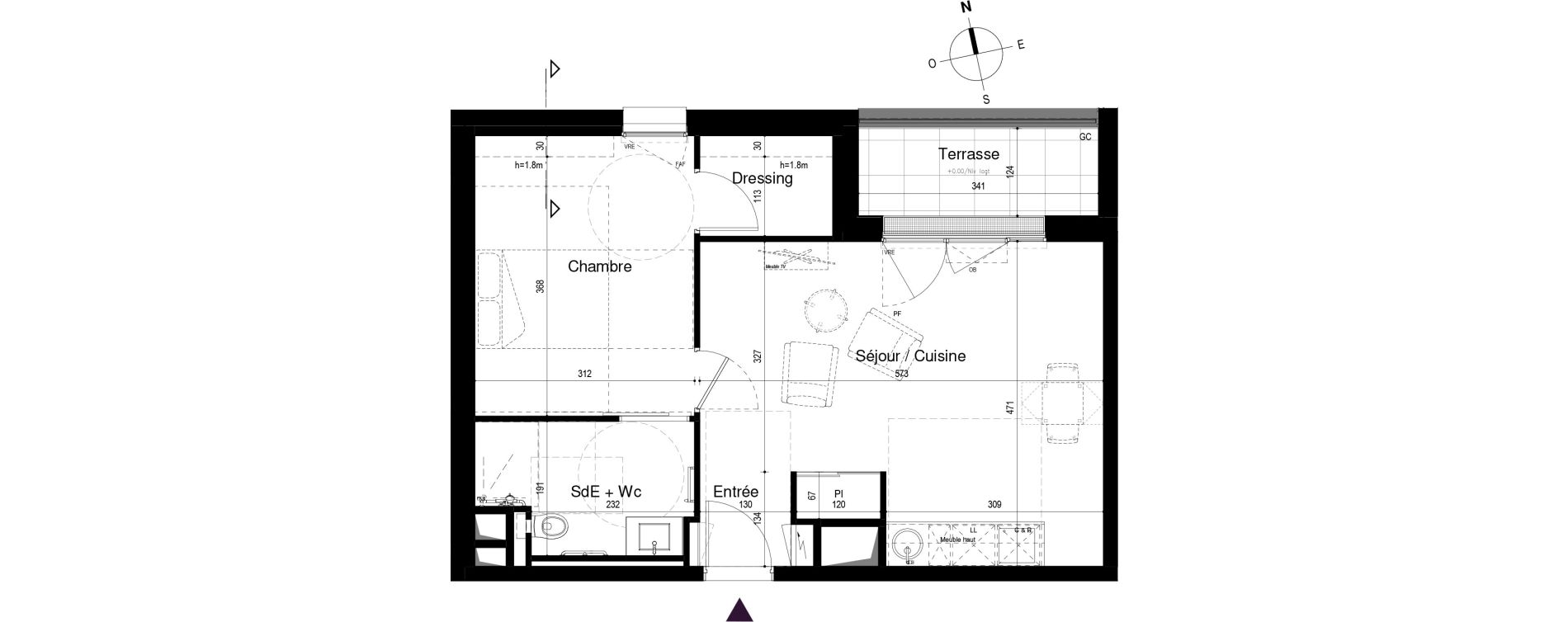 Appartement T2 meubl&eacute; de 44,81 m2 &agrave; Loctudy Centre