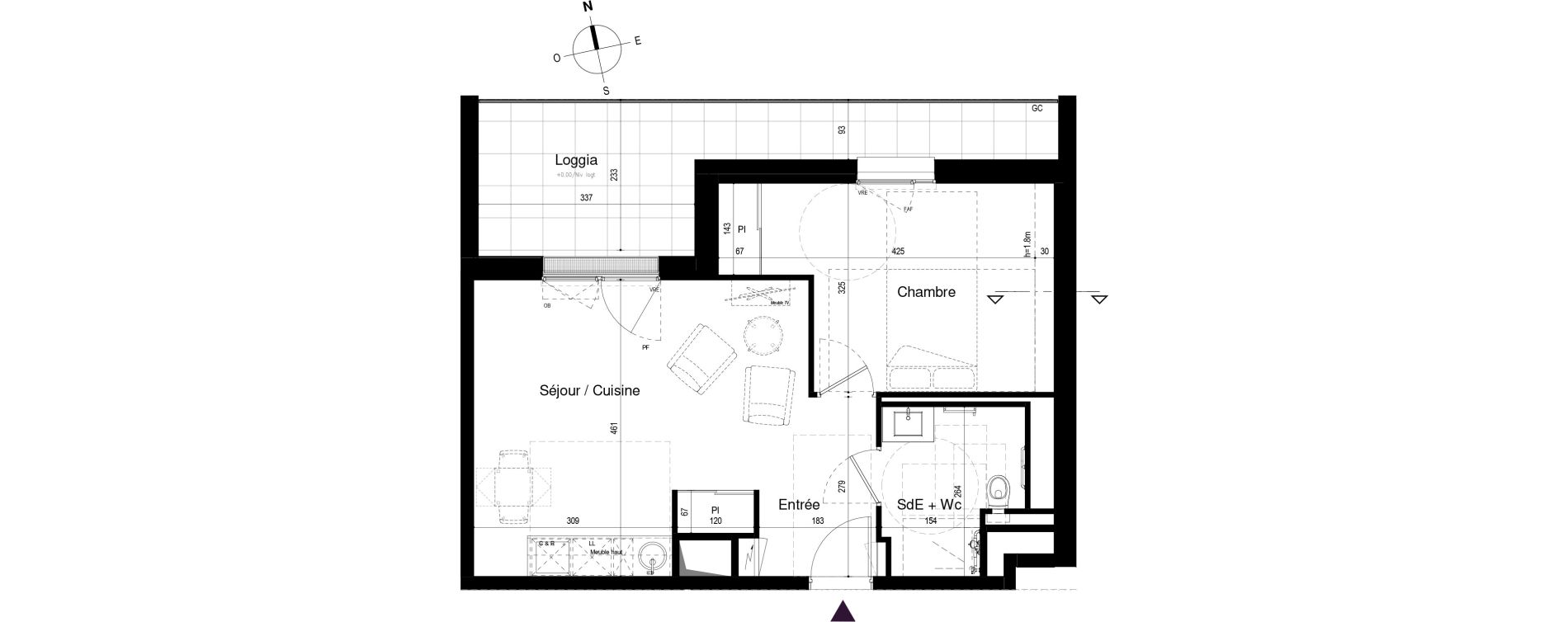 Appartement T2 meubl&eacute; de 44,43 m2 &agrave; Loctudy Centre