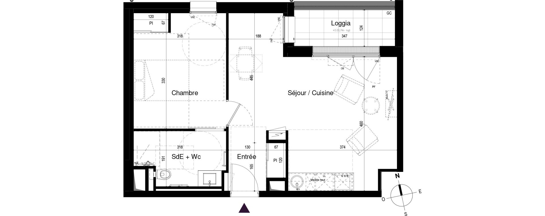 Appartement T2 meubl&eacute; de 46,33 m2 &agrave; Loctudy Centre