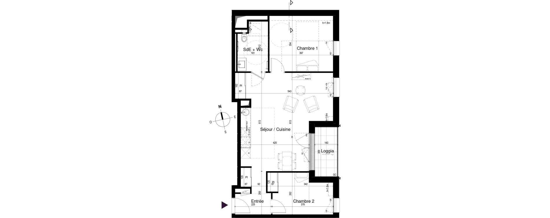 Appartement T3 meubl&eacute; de 62,59 m2 &agrave; Loctudy Centre