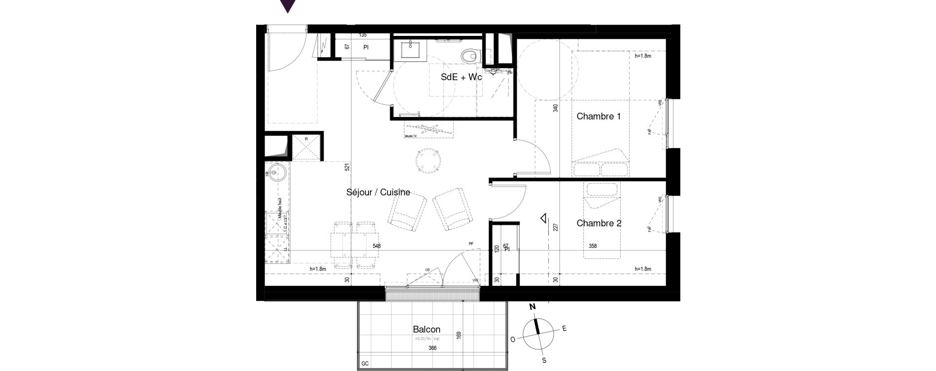 Appartement T3 meubl&eacute; de 54,28 m2 &agrave; Loctudy Centre