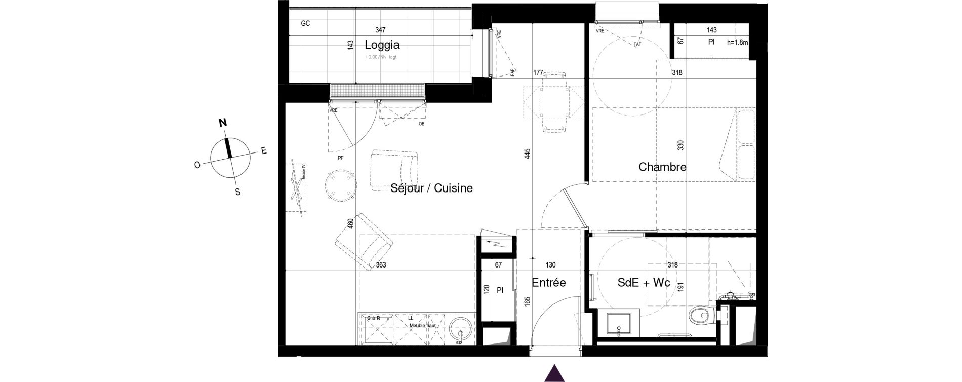 Appartement T2 meubl&eacute; de 45,97 m2 &agrave; Loctudy Centre