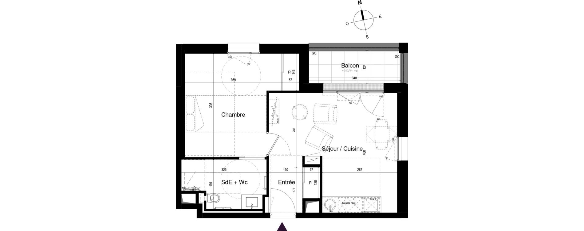 Appartement T2 meubl&eacute; de 41,56 m2 &agrave; Loctudy Centre